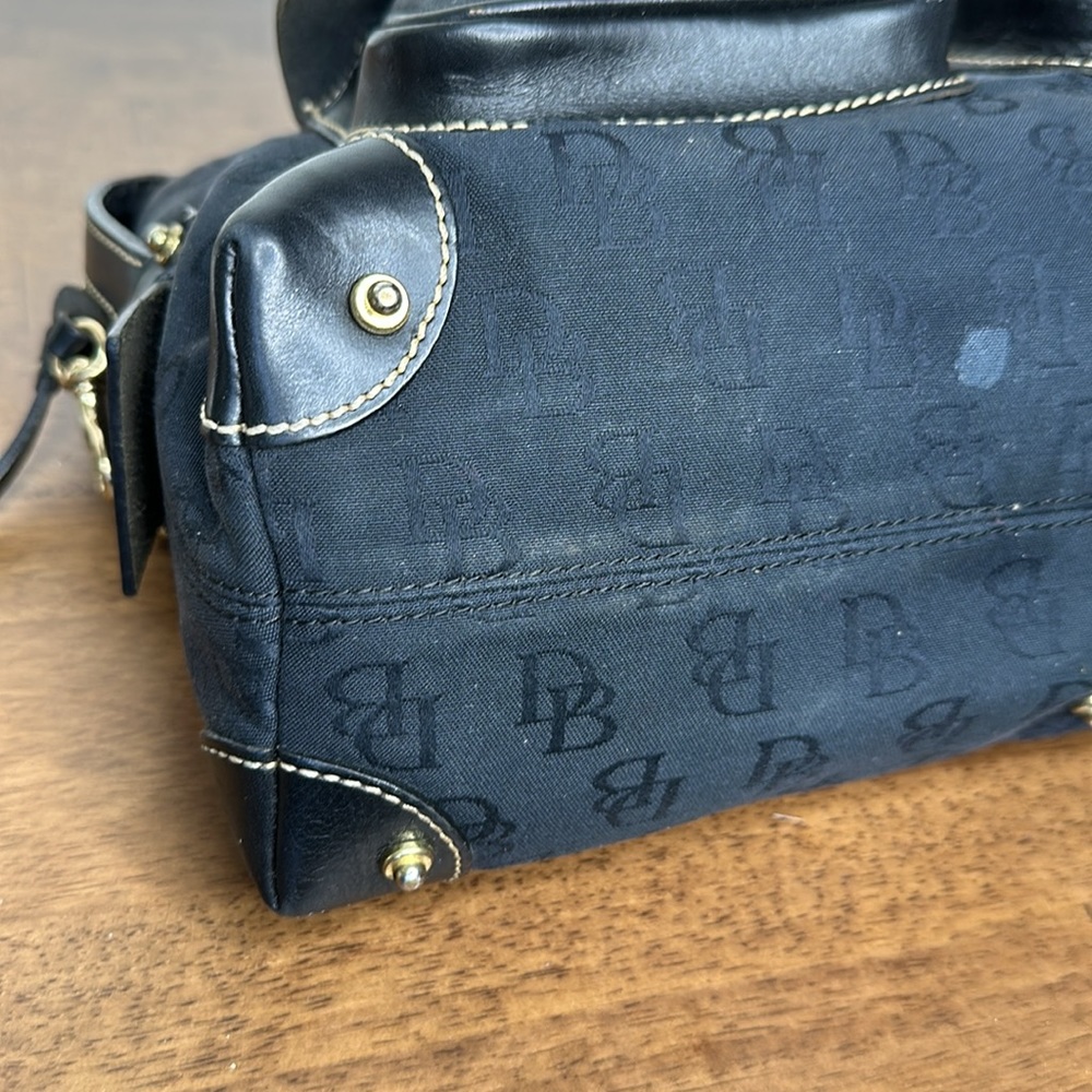 Vintage Dooney & Bourke black Satchel logo Canvas handbag leather handles & trim - Picture 7 of 13